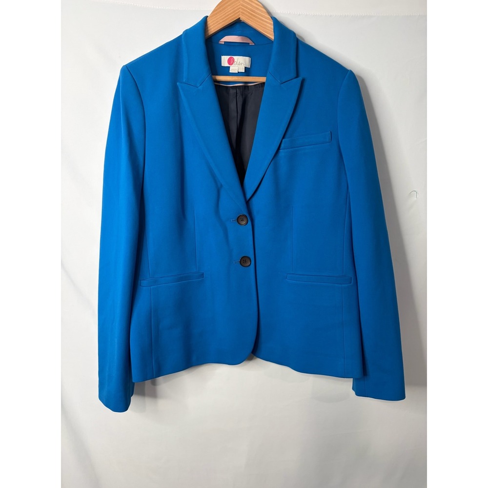 Boden Womens Electric Blue Two Button Notched Lapel Blazer Sz 14R Preppy Career